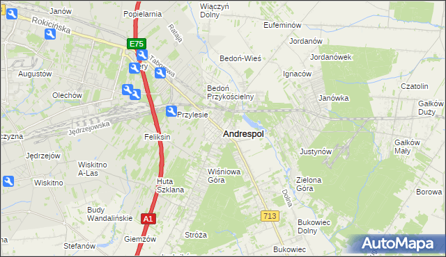 mapa Andrespol, Andrespol na mapie Targeo