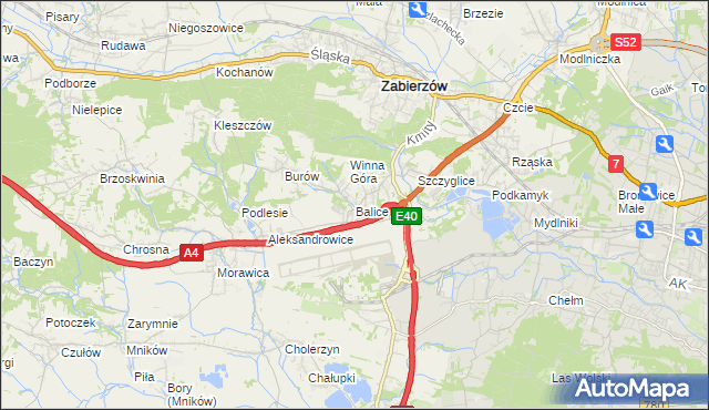 mapa Balice gmina Zabierzów, Balice gmina Zabierzów na mapie Targeo