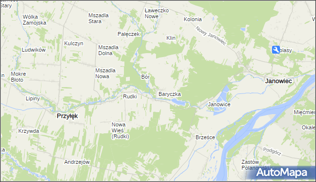 mapa Baryczka gmina Przyłęk, Baryczka gmina Przyłęk na mapie Targeo