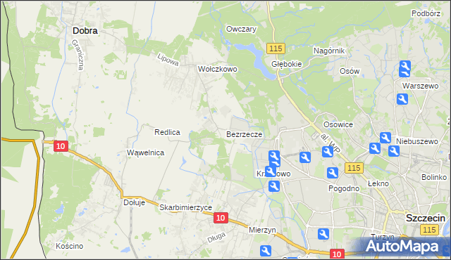 mapa Bezrzecze, Bezrzecze na mapie Targeo