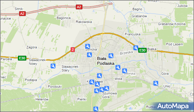 mapa Białej Podlaskiej, Biała Podlaska na mapie Targeo