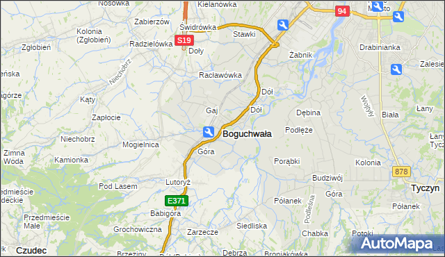 mapa Boguchwała powiat rzeszowski, Boguchwała powiat rzeszowski na mapie Targeo