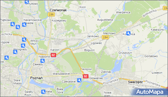 mapa Bogucin gmina Swarzędz, Bogucin gmina Swarzędz na mapie Targeo