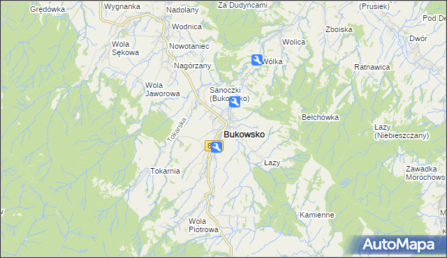 mapa Bukowsko, Bukowsko na mapie Targeo