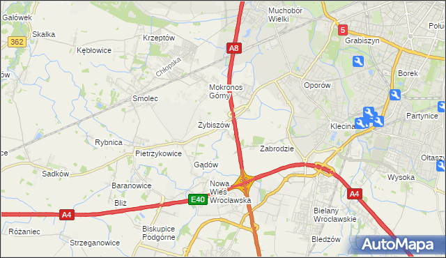 mapa Cesarzowice gmina Kąty Wrocławskie, Cesarzowice gmina Kąty Wrocławskie na mapie Targeo