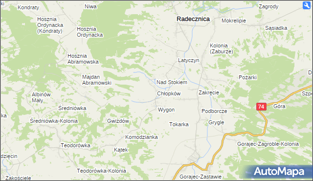 mapa Chłopków gmina Frampol, Chłopków gmina Frampol na mapie Targeo