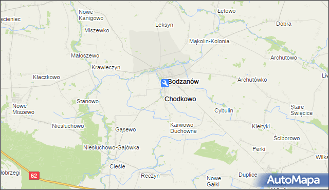 mapa Chodkowo, Chodkowo na mapie Targeo