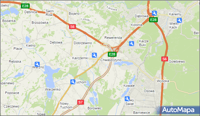 mapa Chwaszczyno, Chwaszczyno na mapie Targeo