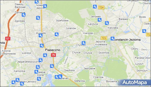 mapa Chyliczki gmina Piaseczno, Chyliczki gmina Piaseczno na mapie Targeo