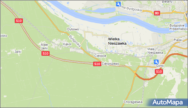 mapa Cierpice gmina Wielka Nieszawka, Cierpice gmina Wielka Nieszawka na mapie Targeo