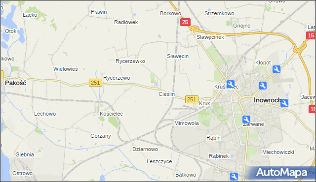 mapa Cieślin gmina Inowrocław, Cieślin gmina Inowrocław na mapie Targeo