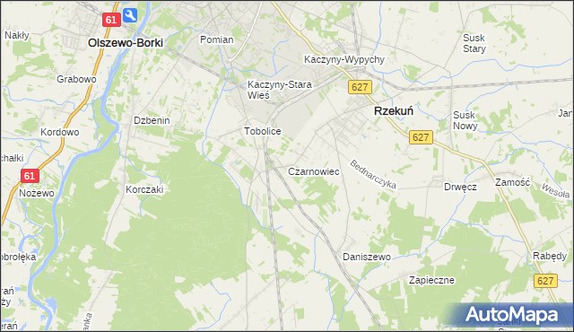 mapa Czarnowiec gmina Rzekuń, Czarnowiec gmina Rzekuń na mapie Targeo