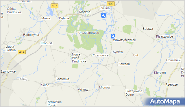 mapa Czartowice, Czartowice na mapie Targeo