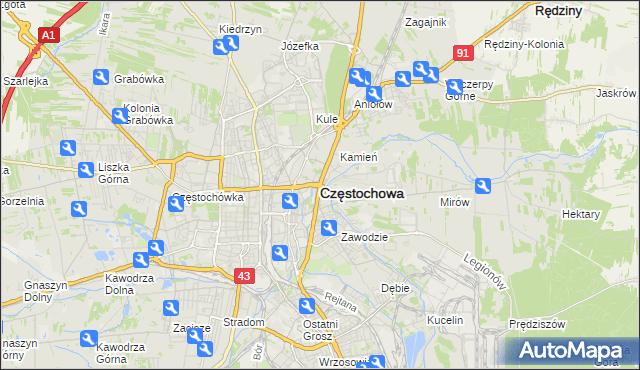 mapa Częstochowy, Częstochowa na mapie Targeo