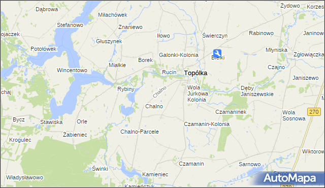 mapa Dębianki gmina Topólka, Dębianki gmina Topólka na mapie Targeo