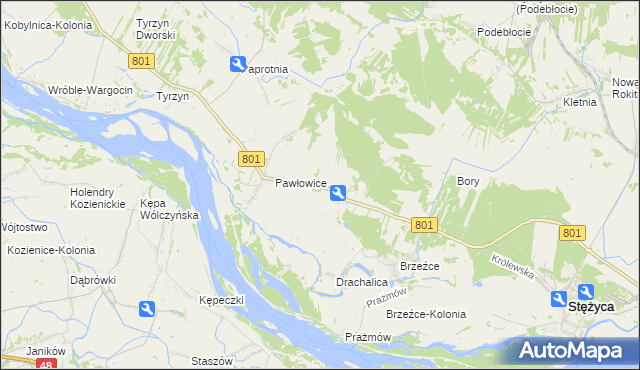 mapa Długowola gmina Stężyca, Długowola gmina Stężyca na mapie Targeo