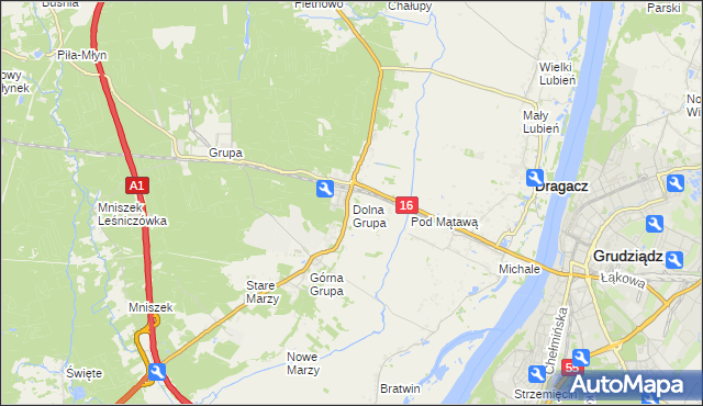 mapa Dolna Grupa, Dolna Grupa na mapie Targeo