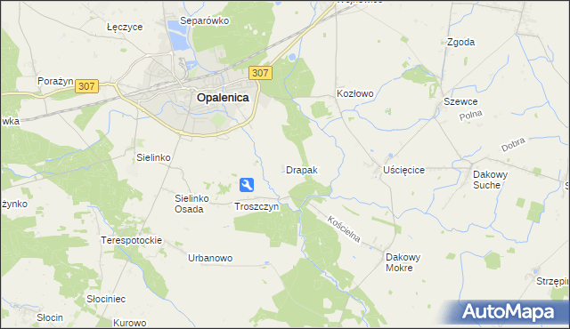 mapa Drapak, Drapak na mapie Targeo