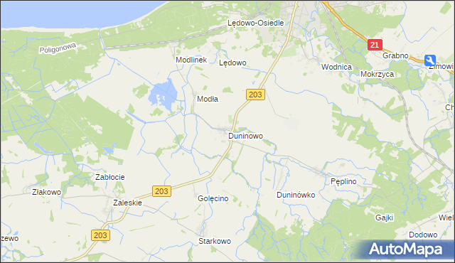 mapa Duninowo, Duninowo na mapie Targeo