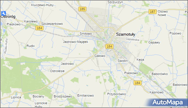 mapa Gałowo gmina Szamotuły, Gałowo gmina Szamotuły na mapie Targeo