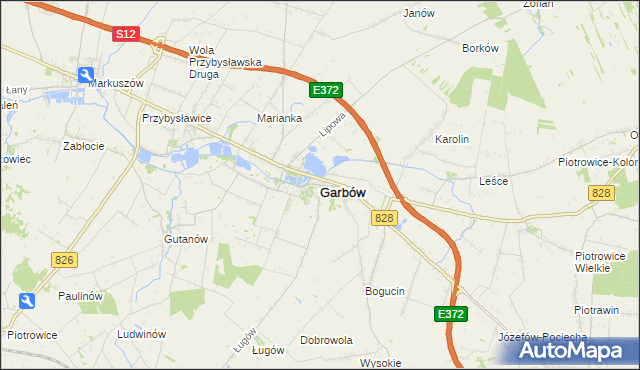 mapa Garbów powiat lubelski, Garbów powiat lubelski na mapie Targeo