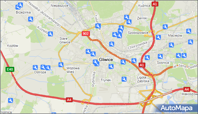 mapa Gliwic, Gliwice na mapie Targeo