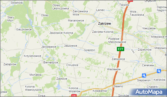 mapa Golędzin, Golędzin na mapie Targeo