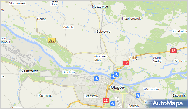 mapa Grodziec Mały, Grodziec Mały na mapie Targeo