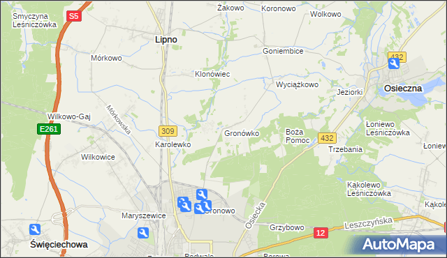 mapa Gronówko gmina Lipno, Gronówko gmina Lipno na mapie Targeo