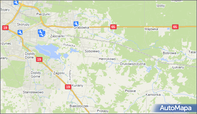 mapa Henrykowo gmina Supraśl, Henrykowo gmina Supraśl na mapie Targeo