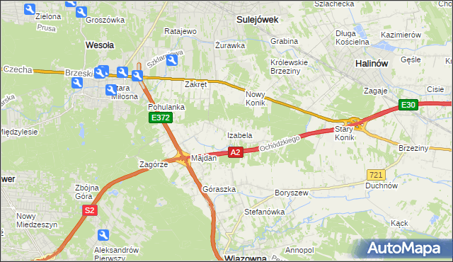 mapa Izabela gmina Wiązowna, Izabela gmina Wiązowna na mapie Targeo