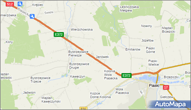 mapa Janówek gmina Piaski, Janówek gmina Piaski na mapie Targeo