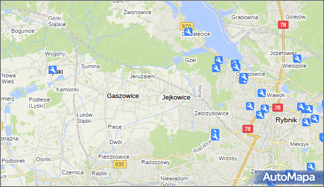 mapa Jejkowice, Jejkowice na mapie Targeo