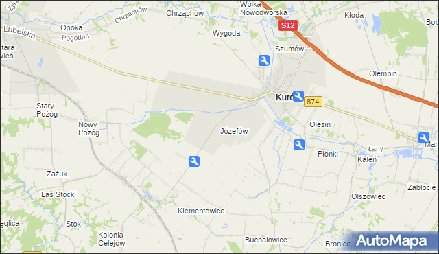 mapa Józefów gmina Kurów, Józefów gmina Kurów na mapie Targeo