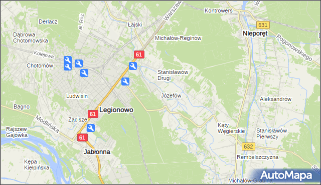 mapa Józefów gmina Nieporęt, Józefów gmina Nieporęt na mapie Targeo