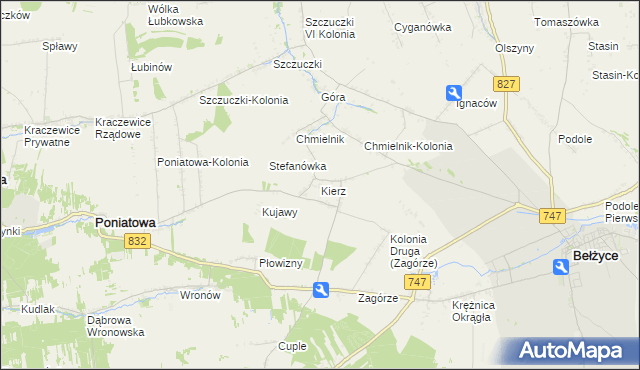mapa Kierz gmina Bełżyce, Kierz gmina Bełżyce na mapie Targeo