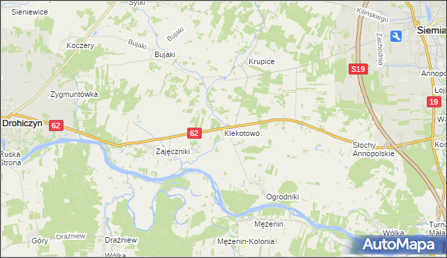 mapa Klekotowo gmina Siemiatycze, Klekotowo gmina Siemiatycze na mapie Targeo