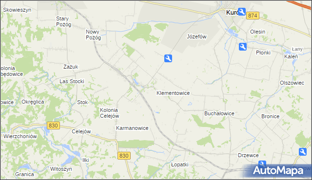 mapa Klementowice, Klementowice na mapie Targeo