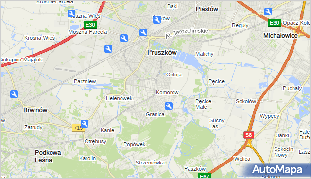 mapa Komorów gmina Michałowice, Komorów gmina Michałowice na mapie Targeo