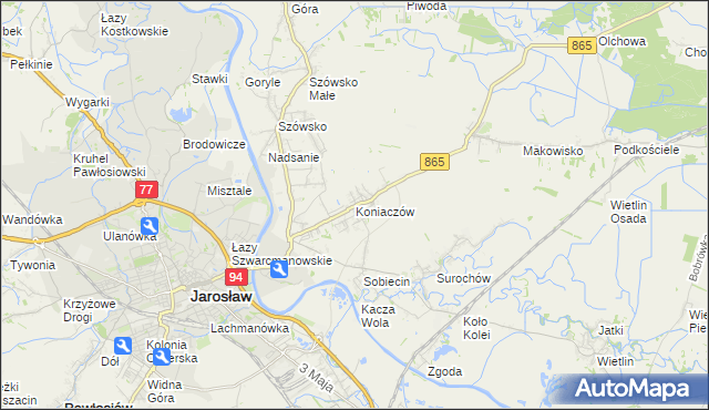 mapa Koniaczów, Koniaczów na mapie Targeo