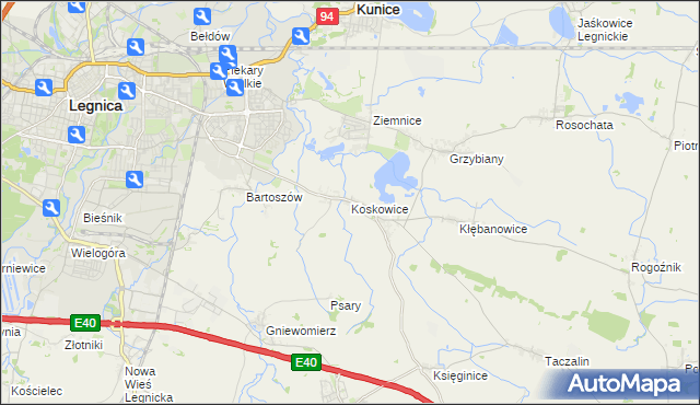 mapa Koskowice, Koskowice na mapie Targeo