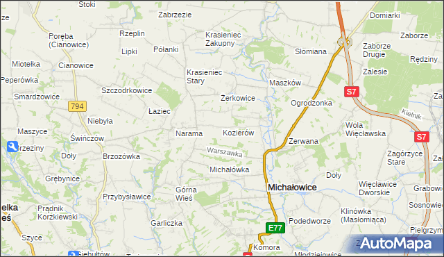 mapa Kozierów, Kozierów na mapie Targeo