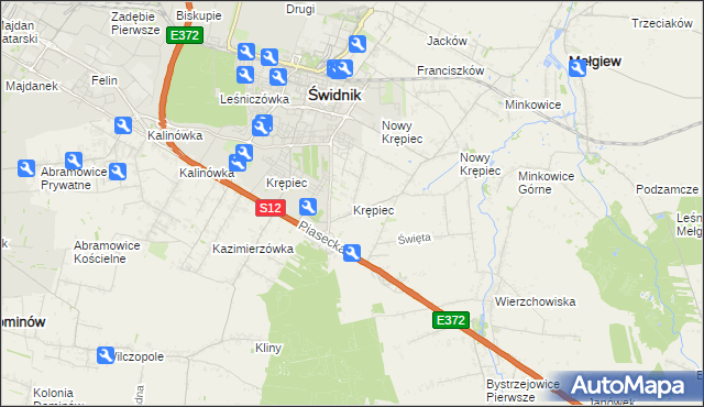 mapa Krępiec gmina Mełgiew, Krępiec gmina Mełgiew na mapie Targeo