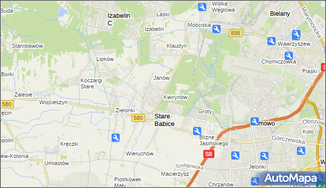 mapa Kwirynów gmina Stare Babice, Kwirynów gmina Stare Babice na mapie Targeo