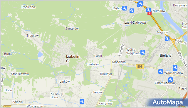 mapa Laski gmina Izabelin, Laski gmina Izabelin na mapie Targeo