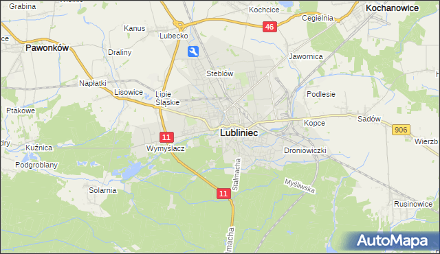 mapa Lubliniec, Lubliniec na mapie Targeo