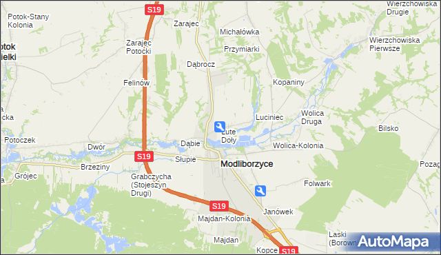 mapa Lute Doły, Lute Doły na mapie Targeo
