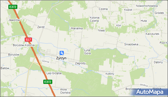 mapa Łysa Góra gmina Baranów, Łysa Góra gmina Baranów na mapie Targeo