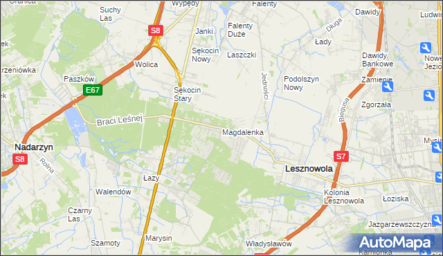 mapa Magdalenka gmina Lesznowola, Magdalenka gmina Lesznowola na mapie Targeo