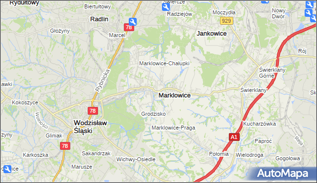 mapa Marklowice, Marklowice na mapie Targeo